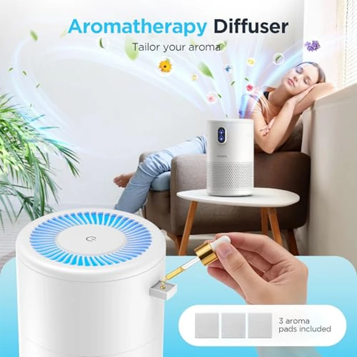 MOOKA Air Purifiers for Home Large Room up to 1076ft², H13 True HEPA Air Filter Cleaner, Odor Eliminator, Remove Smoke Dust Pollen Pet Dander, Night Light, B-D02L White by MOOKA - Image 7