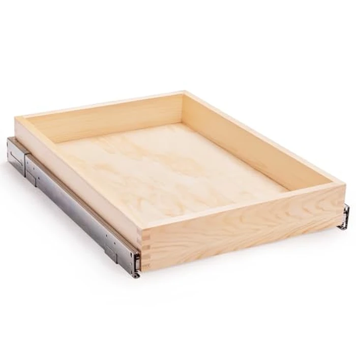 Mulush 23”W x 21”D x 3”H Soft Close Slide Out Wood Drawer Organizer for Kitchen, Bottom and Side Assembly (Cabinet Opening>23.5 inches for Bottom Assembly, Opening= 23 inches for Side Assembly) by Mulush - Used - Acceptable condition