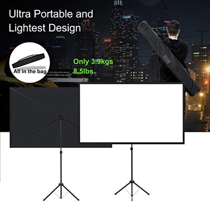 Projector Screen with Stand, Portable Projector Screen and Stand, 60 Inch 16:9, Outdoor Projection Screen, Aluminium Frame, Lightweight and Compact, Easy Setup, Idea for Home Cinema, Backyard Party. by excelimage - Image 4