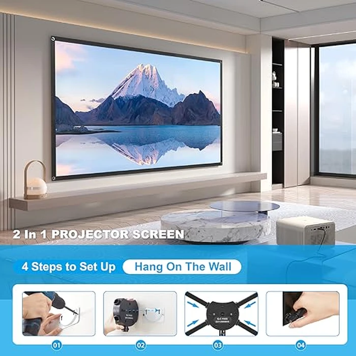 Projector Screen with Stand, Portable Projector Screen and Stand, 60 Inch 16:9, Outdoor Projection Screen, Aluminium Frame, Lightweight and Compact, Easy Setup, Idea for Home Cinema, Backyard Party. by excelimage - Image 7