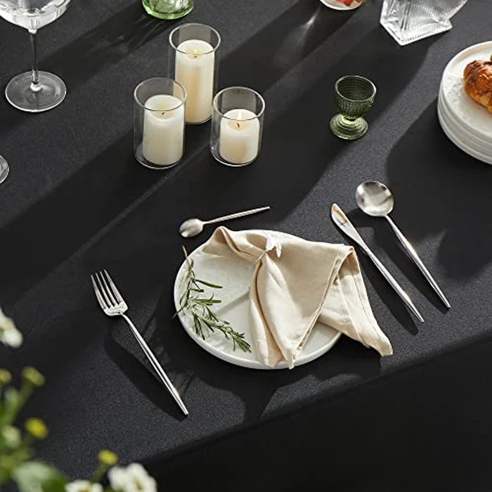Mysky Home Table Cloth 90x156 Inch Black Tablecloth for 8 Foot Table Washable Polyester Rectangle Tablecloth for Buffet Table, Parties, Holiday Dinner, Wedding by MYSKY HOME - Image 3