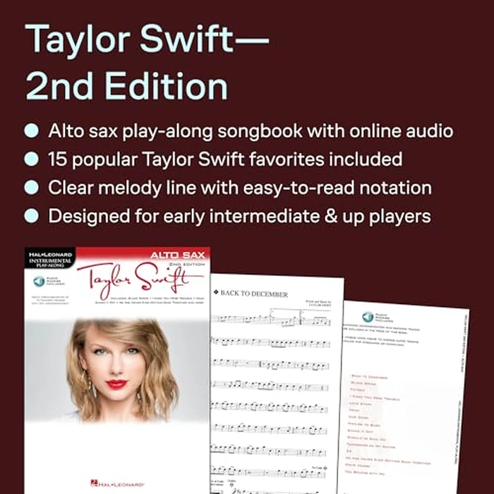 Taylor Swift: Alto Saxophone - 2nd Edition | Hal Leonard Instrumental Play-Along with Online Audio Access | 15 Alto Sax Songs for Practice and Performance | Pop Country Music Book by Hal Leonard - Image 2