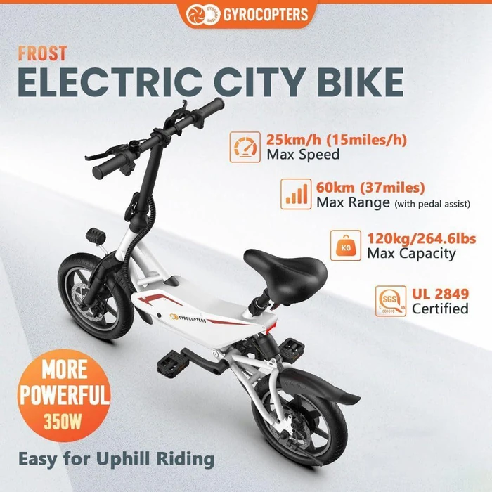 Gyrocopters Frost Electric Bike - White by Gyrocopters - Image 2