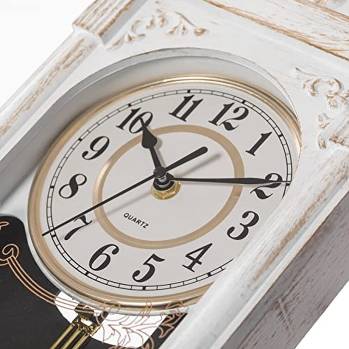 Clockswise Vintage Grandfather-Style Wall Clock with Wood-Effect Plastic Pendulum, Battery-Operated - for Home Decor, Living Room, Home Office, Kitchen or Dining Room (White) by Clockswise - Image 5