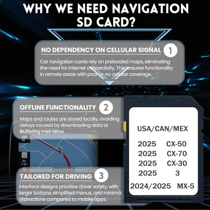 Navigation GPS SD Card Map Update Fits 2024-2025 Miata 5,2025 CX-50, 2025 CX-70, 2025 CX-30, 2025 M.azda 3 US Mexico Canada by Generic - Image 3