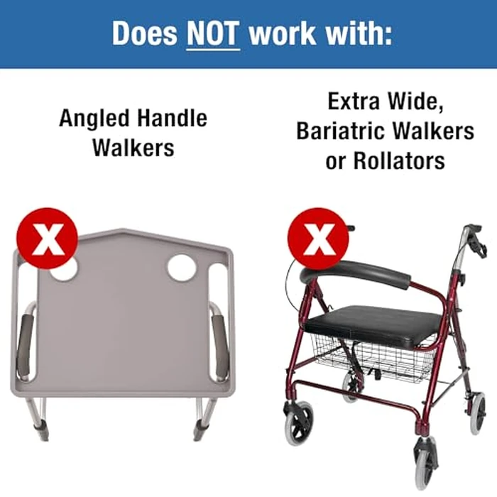 DMI Walker Tray With Cup Holders, Walker Tray For Folding Walkers, Mobility Accessory for Seniors, Tray Table for Standard Walkers, Multipurpose and Portable, Gray by DMI - Image 5