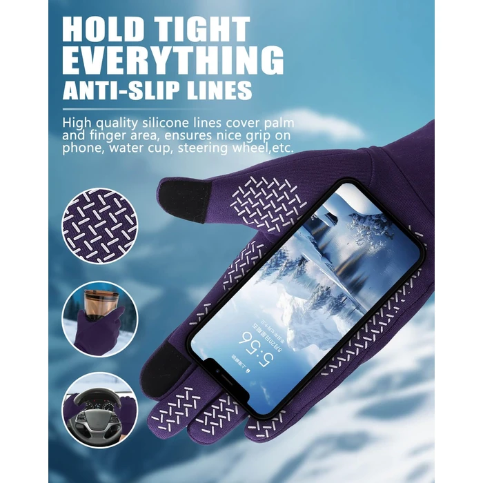 Aegend Lightweight Winter Gloves for Men Women, Warm Running Gloves Touchscreen Thermal Glove Liners for Cold Weather Driving, Cycling & Hiking, Non-Slip, Elastic Cuff, Stretchy, Durable by Aegend - Image 3