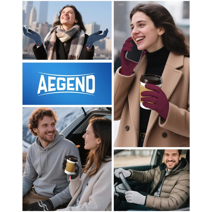 Aegend Lightweight Winter Gloves for Men Women, Warm Running Gloves Touchscreen Thermal Glove Liners for Cold Weather Driving, Cycling & Hiking, Non-Slip, Elastic Cuff, Stretchy, Durable by Aegend - Image 9
