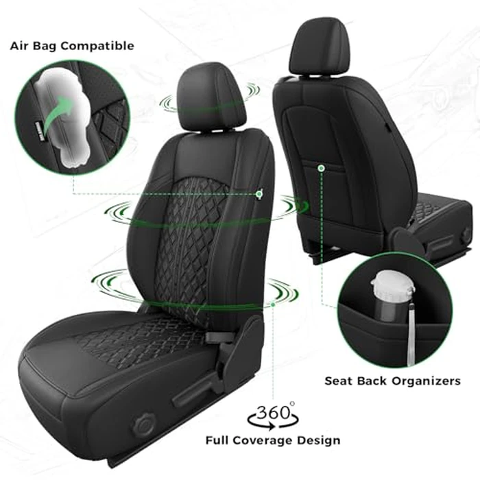RIDEPOSH for Jeep Wrangler Seat Covers JL 4 DR Without Rear Cup Holder 2018 2019 2020 2021 2022 2023 2024 2025, Custom Fit Waterproof Leather Seat Protector,Black by RIDEPOSH - Image 3