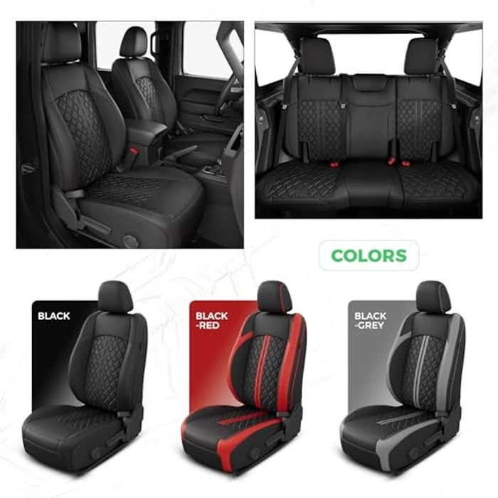 RIDEPOSH for Jeep Wrangler Seat Covers JL 4 DR Without Rear Cup Holder 2018 2019 2020 2021 2022 2023 2024 2025, Custom Fit Waterproof Leather Seat Protector,Black by RIDEPOSH - Image 7