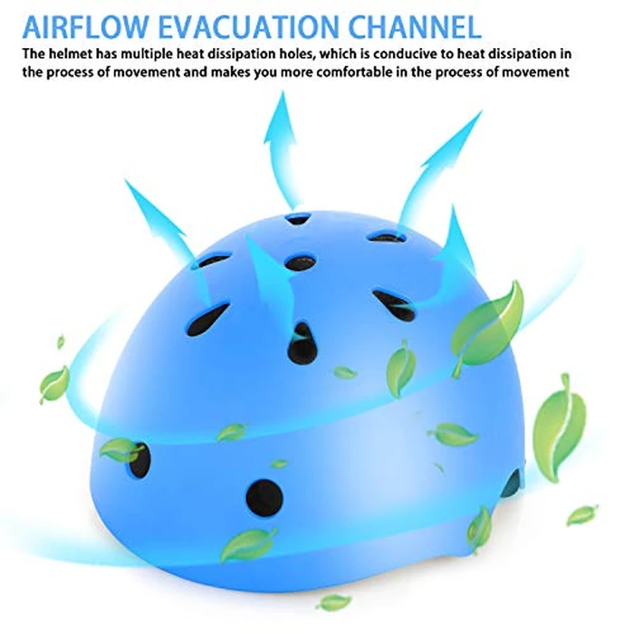 WayEee Kids Bike Helmet Set Skateboard Knee Pads, 7PCS Protective Gear Adjustable for Girls Boys 3-10 Age Elbow Pads Wrist Guards for Outdoor Sports Cycling Bike Roller Skating Scooter, Youth, Blue by WayEee - Image 3