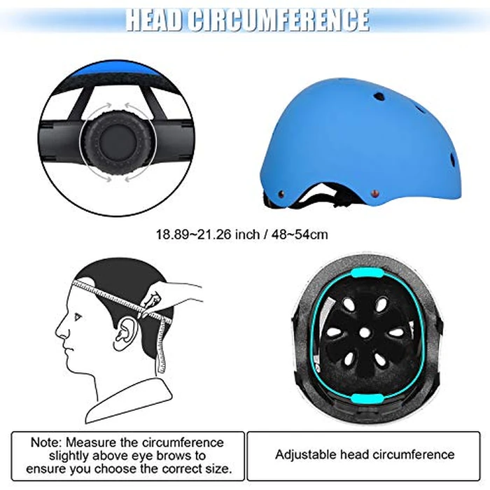 WayEee Kids Bike Helmet Set Skateboard Knee Pads, 7PCS Protective Gear Adjustable for Girls Boys 3-10 Age Elbow Pads Wrist Guards for Outdoor Sports Cycling Bike Roller Skating Scooter, Youth, Blue by WayEee - Image 4