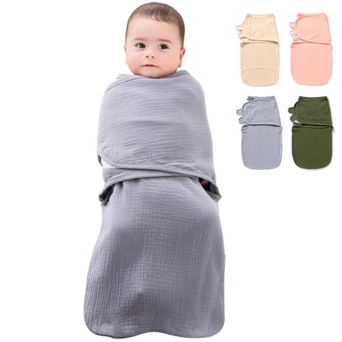 NARUTOO Baby Swaddle Wrap, Newborn Swaddle Blanket Wrap with Breathable Organic Cotton, Adjustable Swaddle Blanket, for 0-6 Months Baby (Grey, 3-6 Months) by GamaBunta - Used - Very Good condition - CA$22.18