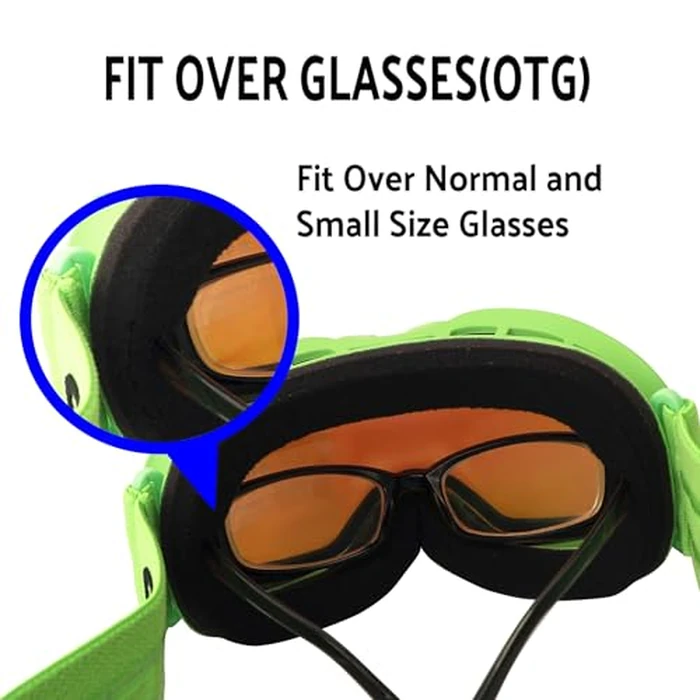 OUTDOORSPARTA Kids Ski Goggles - Helmet Compatible Ski Goggles for Boys & Girls (5. Green Frame, Full Lens Mirrored Green) by OUTDOORSPARTA - Image 5