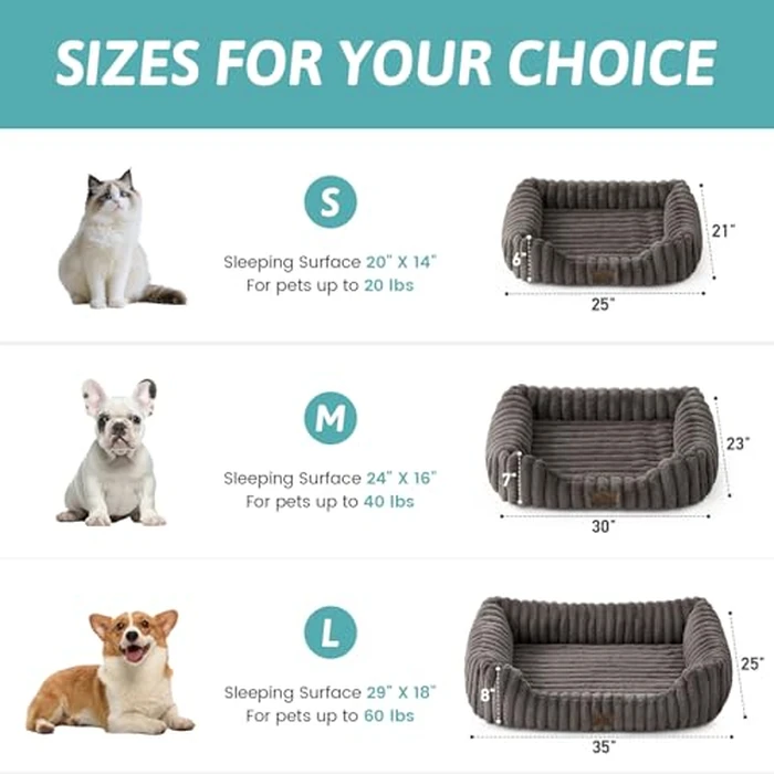 COZY KISS Orthopedic Pet Bed for Small Dogs & Cats - Washable Rectangle Pet Bed with Anti-Slip Bottom, Soft Calming Cat & Puppy Bed for Indoor Pets (30"x23"x7", Grey) by COZY KISS - Image 2