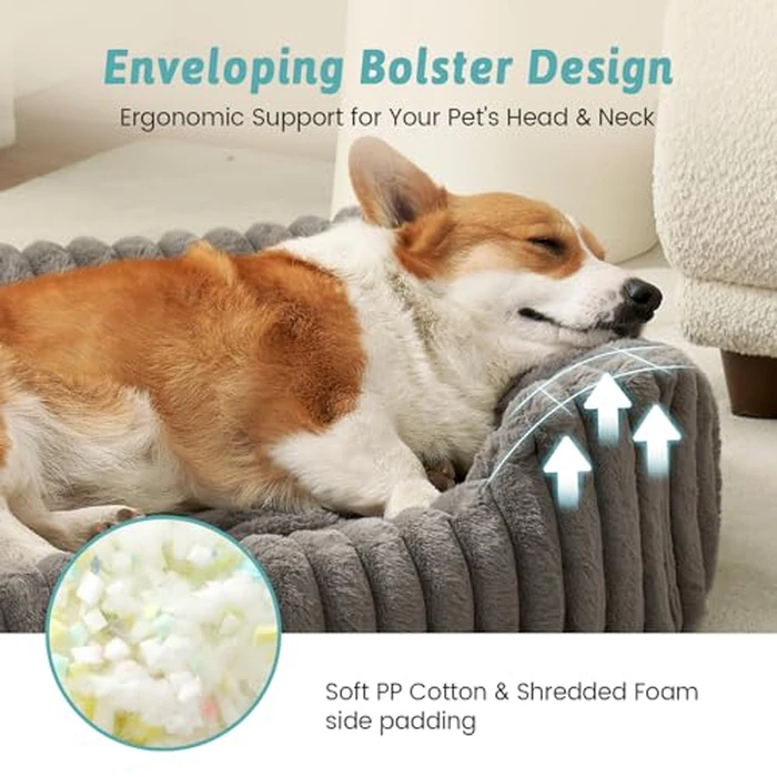 COZY KISS Orthopedic Pet Bed for Small Dogs & Cats - Washable Rectangle Pet Bed with Anti-Slip Bottom, Soft Calming Cat & Puppy Bed for Indoor Pets (30"x23"x7", Grey) by COZY KISS - Image 5