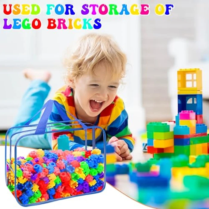 8 Packs 8 Colors Large Toy Storage Bags, Reusable Clear PVC Board Game Storage, Toy Organizers and Storage Bags with Zipper for Building Blocks, Puzzle and Handmade Accessories, Clear Toiletry Bag by YOPCDJ - Image 5