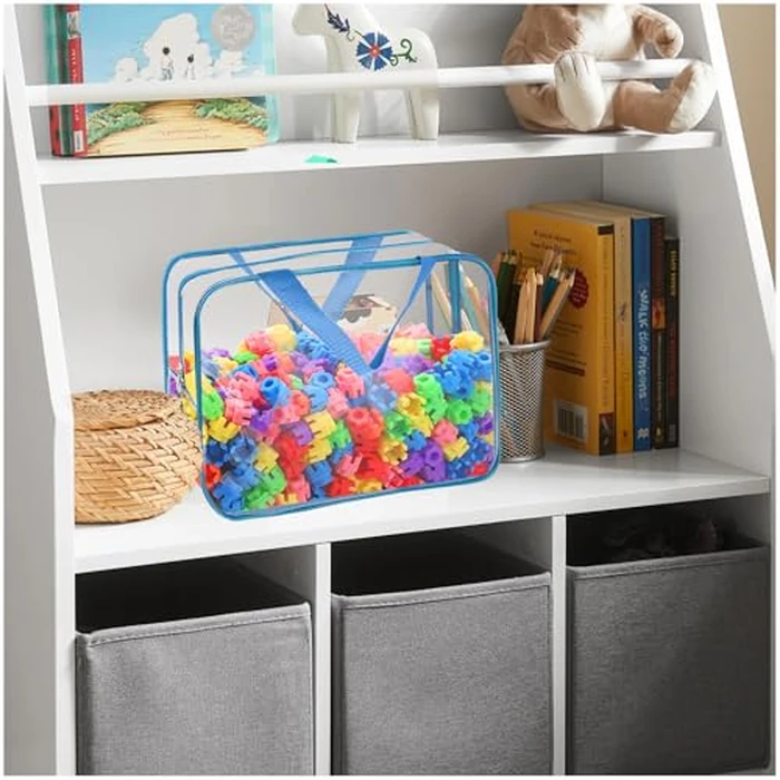 8 Packs 8 Colors Large Toy Storage Bags, Reusable Clear PVC Board Game Storage, Toy Organizers and Storage Bags with Zipper for Building Blocks, Puzzle and Handmade Accessories, Clear Toiletry Bag by YOPCDJ - Image 7