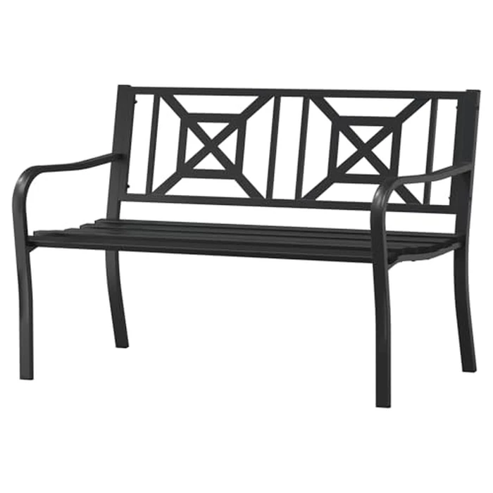 On Shine Patio Garden Bench,Outdoor Park Bench with Powder Coated Steel Frame, Elegant Loveseat with Square Pattern Backrest & Ergonomic Armrest for Outdoor Garden, Backyard, Lawn, Porch by On Shine - Used - Like New condition - US$71.67