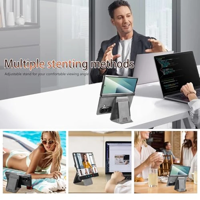 Fudley for Samsung Galaxy Z Fold 7 Case[Compatible with MagSafe] Built-in Screen Protector and Hinge Protection, Vintage Matte PU Leather with Magnetic Z Fold 7 Case Phone Cover Protective - Gray by Fudley - Image 5