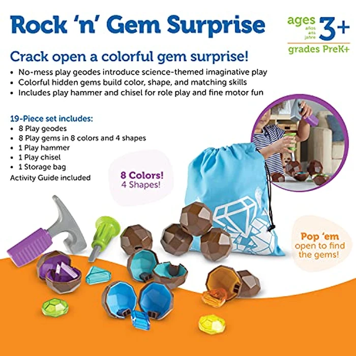 Learning Resources Rock 'n Gem Surprise - 19 Pieces, Ages 3+ Toddler Learning Toys, Sorting and Matching Toys, Early STEM for Kids by Learning Resources - Image 6