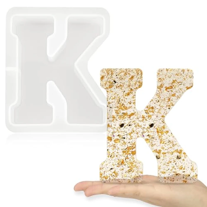 Gartful 7 Inch Large Letter Molds for Resin, 3D K Capital Alphabet Epoxy Resin Mold, A to Z Thick Resin Letter Molds for Making Letters, Word Sign Art, DIY Crafts, Making Cake, Party Home Decor by Gartful - Image 1