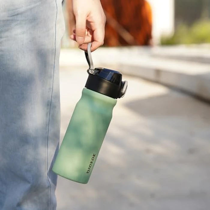 BJPKPK Water Bottle with Straw 18oz Insulated Water Bottles Reusable Stainless Steel Metal Thermo with Leak Proof Lockable Lid and Carry Handle,Iceberg by BJPKPK - Image 6