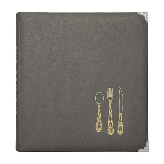 C.R. Gibson Gray Leatherette Lined Recipe Notebook, 11'' x 12'' by C.R. Gibson - Used - Very Good condition