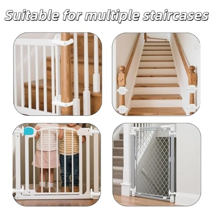 2Pcs Baby Gate Banister Adapter, No-Drill Mounting Accessories Universal Stairway Baby Gate Mounting Kit, Safety Stair Adapter Fit for Stair Gate Against Stairs Posts (White) by XINYUICEAN - Image 8