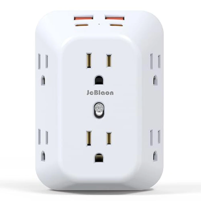 Multi Plug Socket, Surge Protector, 6-Port Extender with 4 USB Ports (2 USB A, 2 USB C), 4-Pack Power Board, Wall Plug Adapter Reserved for Home Travel and Office use by JcBlaon - Used - Like New condition