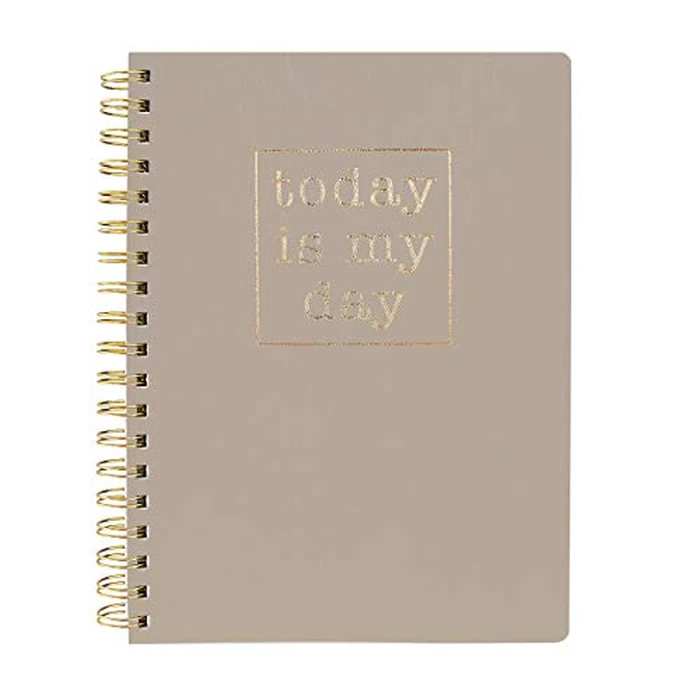 Graphique Vegan Leather Spiral Journal, “Today” - 8” x 10", 192 Lined Pages, "Today is My Day" Quote Embellished in Gold Foil on The Cover - Perfect for Taking Notes, Lists and More by Graphique - Used - Acceptable condition