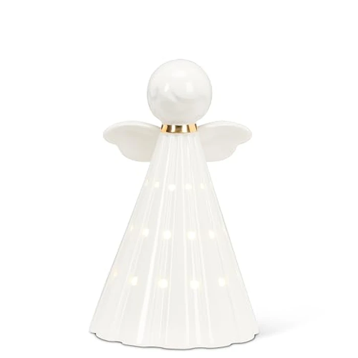 Abbott Collection Small Simple Angel with LED Light Decorative Figurine - Ceramic, White (6 inches H) by Abbott Collection - Image 1