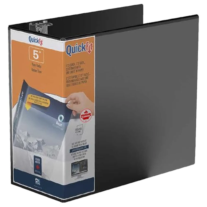 QuickFit View Binder, 3-Ring Binder for School or Office, D Ring, Black, Single, 5 Inch by QUICK FIT - Image 1