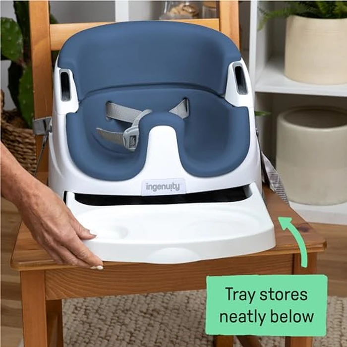 Ingenuity Baby Base 2-in-1 Booster Feeding and Floor Seat with Self-Storing Tray - Night Sky by Ingenuity - Image 5