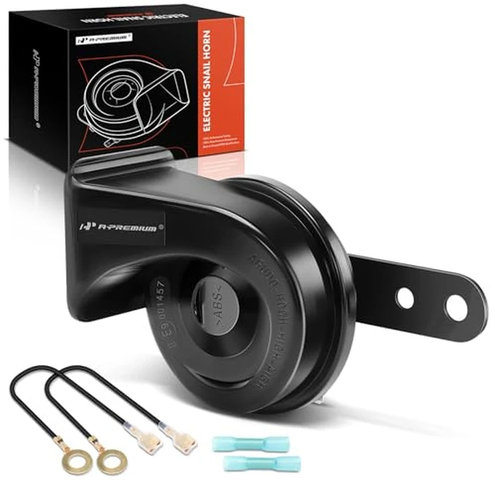 A-Premium Snail Horn High Universal Electric Horn - 12V 110dB - Compatible with most Passenger Cars, Commercial/Off-Road Vehicles, Gas Cars, Electric Cars, Motorcycles & Trucks, 80 mm by A-premium - Image 1