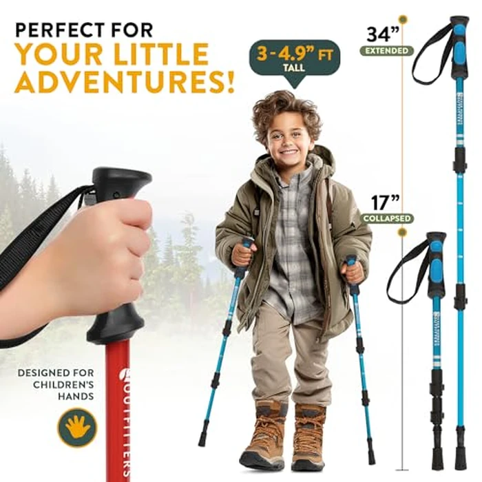 Kids Hiking Poles - Lightweight Collapsible Trekking Poles for Kids w/Quick Adjustable Flip Locks - Walking Sticks for Children by Hiker Hunger Outfitters - Image 3
