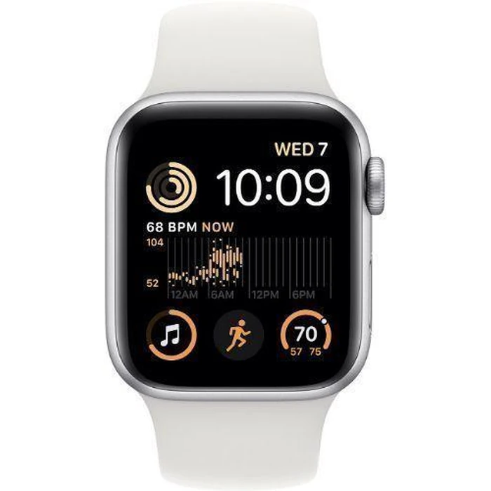 Apple Watch SE 2nd Gen (2022) (Cellular + GPS) - 32GB - 44mm - Silver Aluminum Case with White Rubber Sport Band - Medium/Large Size by Apple - Refurbished - Premium condition - US$141.94