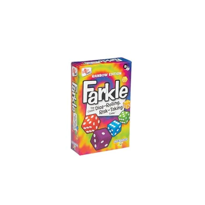 Farkle Classic Dice Game - Rainbow Kids Games, Dice Games, Family Games, Travel Games, Adult Games, Board Games, Dice Cup, Dice Set, Farkle Score Sheets Included, Ages 8+ by PlayMonster - Used - Like New condition