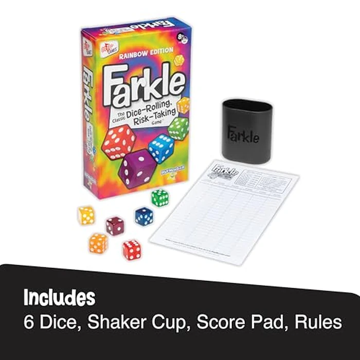Farkle Classic Dice Game - Rainbow Kids Games, Dice Games, Family Games, Travel Games, Adult Games, Board Games, Dice Cup, Dice Set, Farkle Score Sheets Included, Ages 8+ by PlayMonster - Image 2