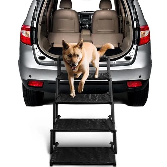 Dog Stairs for Car - Foldable Dog Ramps for Large Dogs with Non Slip Surface, Portable Dog Steps for Cars and SUV, Truck, Support Up to 200 Lbs by Heeyoo - Used - Good condition