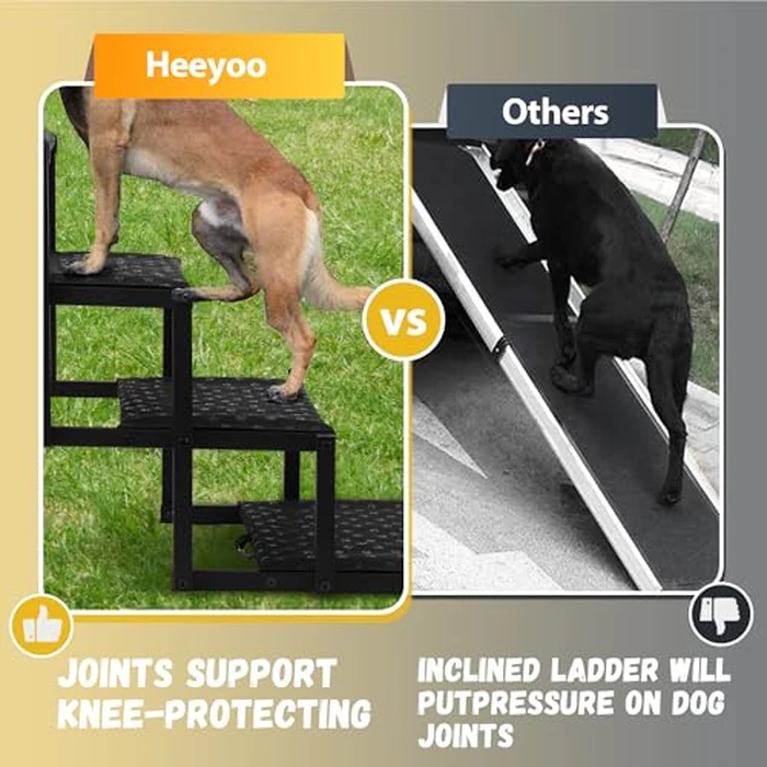 Dog Stairs for Car - Foldable Dog Ramps for Large Dogs with Non Slip Surface, Portable Dog Steps for Cars and SUV, Truck, Support Up to 200 Lbs by Heeyoo - Image 7