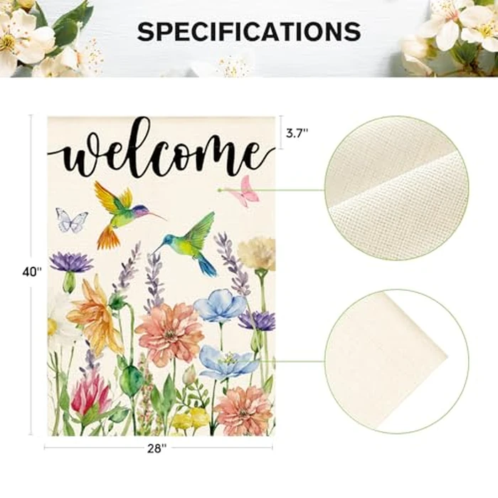 AVOIN colorlife Hummingbird Spring Flowers House Flag 28 x 40 Inch Double Sided, Seasonal Welcome Yard Outdoor Flag by AVOIN colorlife - Image 5