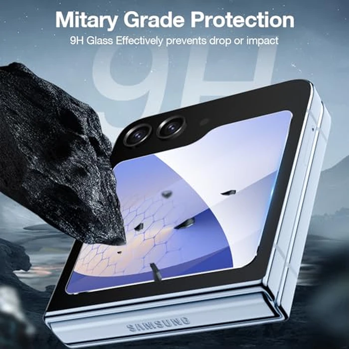 WYQLTD [2 Sets 6 Pack] Screen Protector for Samsung Galaxy Z Flip 6 / Z Flip 7 FE, Internal Flexible TPU Film + Outer Tempered Glass Film + Metal Camera Lens Protector, Anti-Scratch, No Bubbles by WYQLTD - Image 3