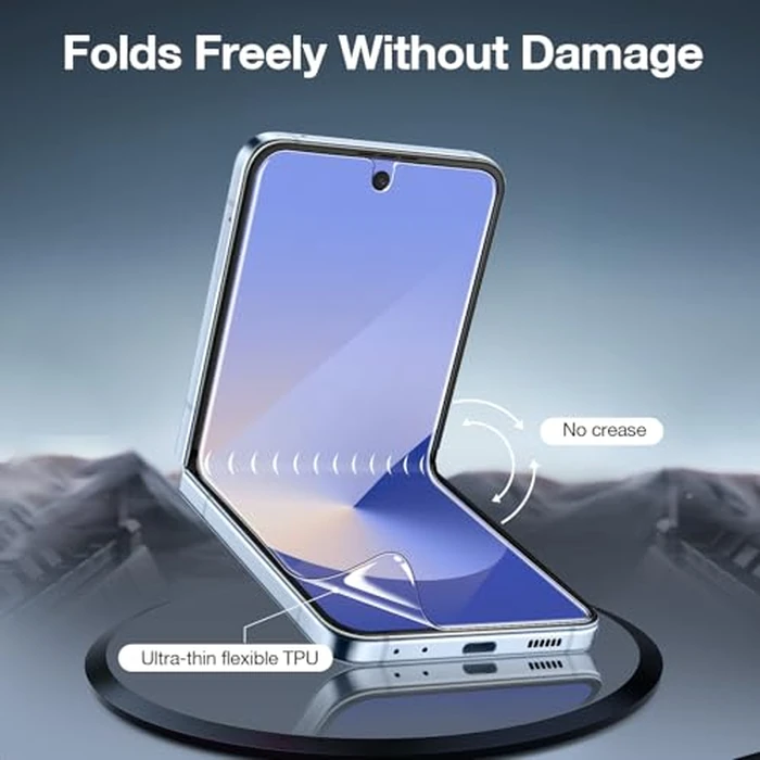 WYQLTD [2 Sets 6 Pack] Screen Protector for Samsung Galaxy Z Flip 6 / Z Flip 7 FE, Internal Flexible TPU Film + Outer Tempered Glass Film + Metal Camera Lens Protector, Anti-Scratch, No Bubbles by WYQLTD - Image 4