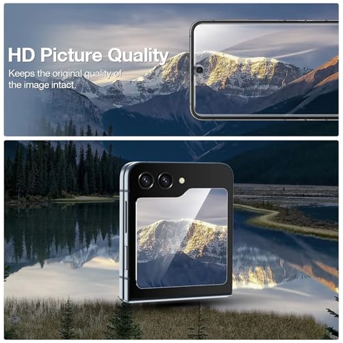 WYQLTD [2 Sets 6 Pack] Screen Protector for Samsung Galaxy Z Flip 6 / Z Flip 7 FE, Internal Flexible TPU Film + Outer Tempered Glass Film + Metal Camera Lens Protector, Anti-Scratch, No Bubbles by WYQLTD - Image 7
