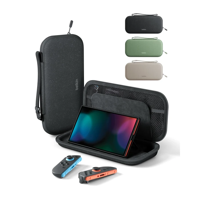 Belkin Nintendo Switch 2 Case, Travel Bag w/AirTag Holder & Storage Pocket for Up to 12 Game Cards - Portable, Lightweight Carrying Case w/Hard Shell, Soft Interior, Switch 2 Accessories - Charcoal by Belkin - Used - Like New condition - US$24.01