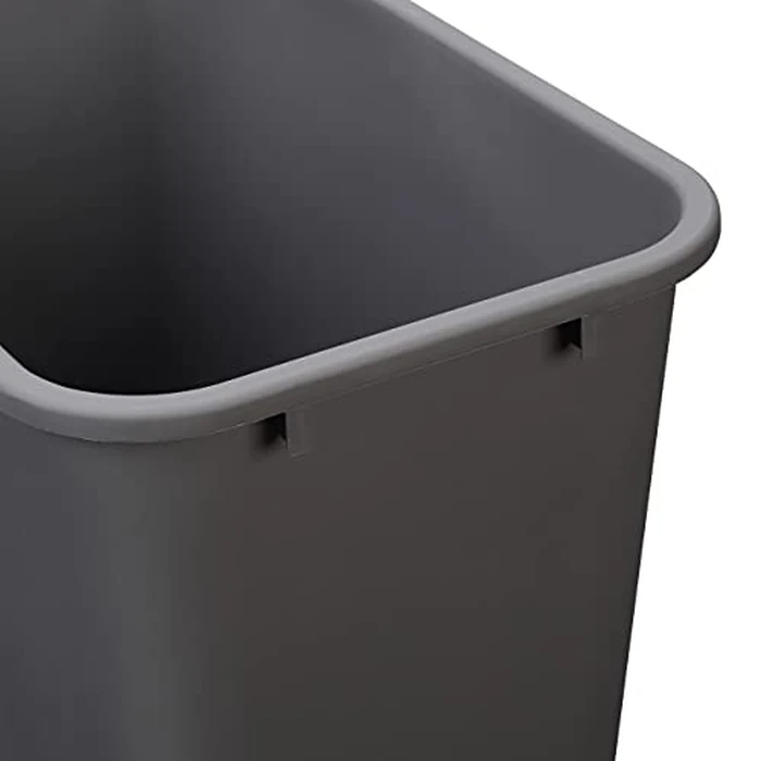 Amazon Basics Lightweight Rectangular Commercial Office Wastebasket, 10 Gallons, Grey by Amazon Basics - Image 2