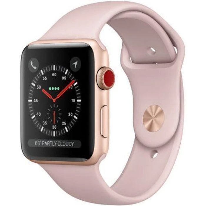 Apple Watch Series 3 (Cellular + GPS) - 16GB - 42mm - Gold Aluminum Case with Pink Sand Rubber Sport Band by Apple - Image 2