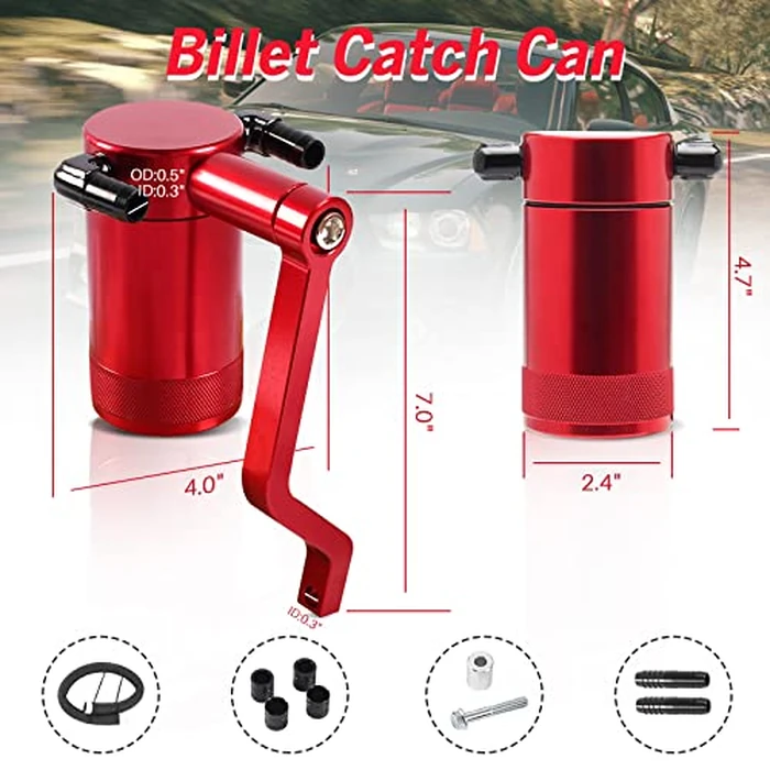 POSENG Billet Catch Can Air Oil Separator Z-Bracket Technology Compatible with Chrysler Dodge Charger Challenger 2011-2021 6.4 L Red by POSENG - Image 2