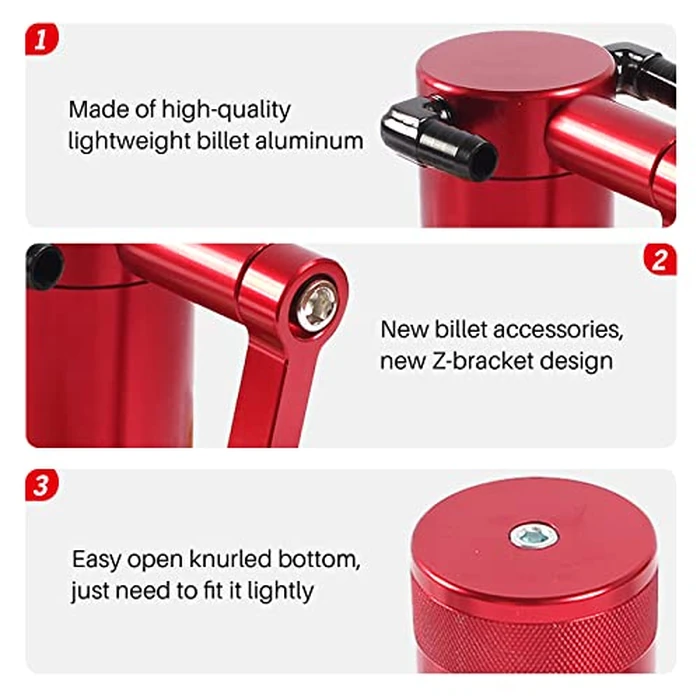 POSENG Billet Catch Can Air Oil Separator Z-Bracket Technology Compatible with Chrysler Dodge Charger Challenger 2011-2021 6.4 L Red by POSENG - Image 4